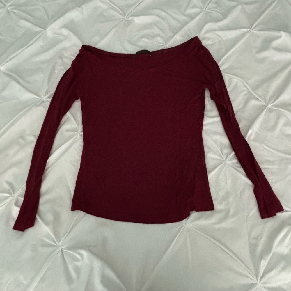 SHEIN Wine Red Off-Shoulder Fitted Top